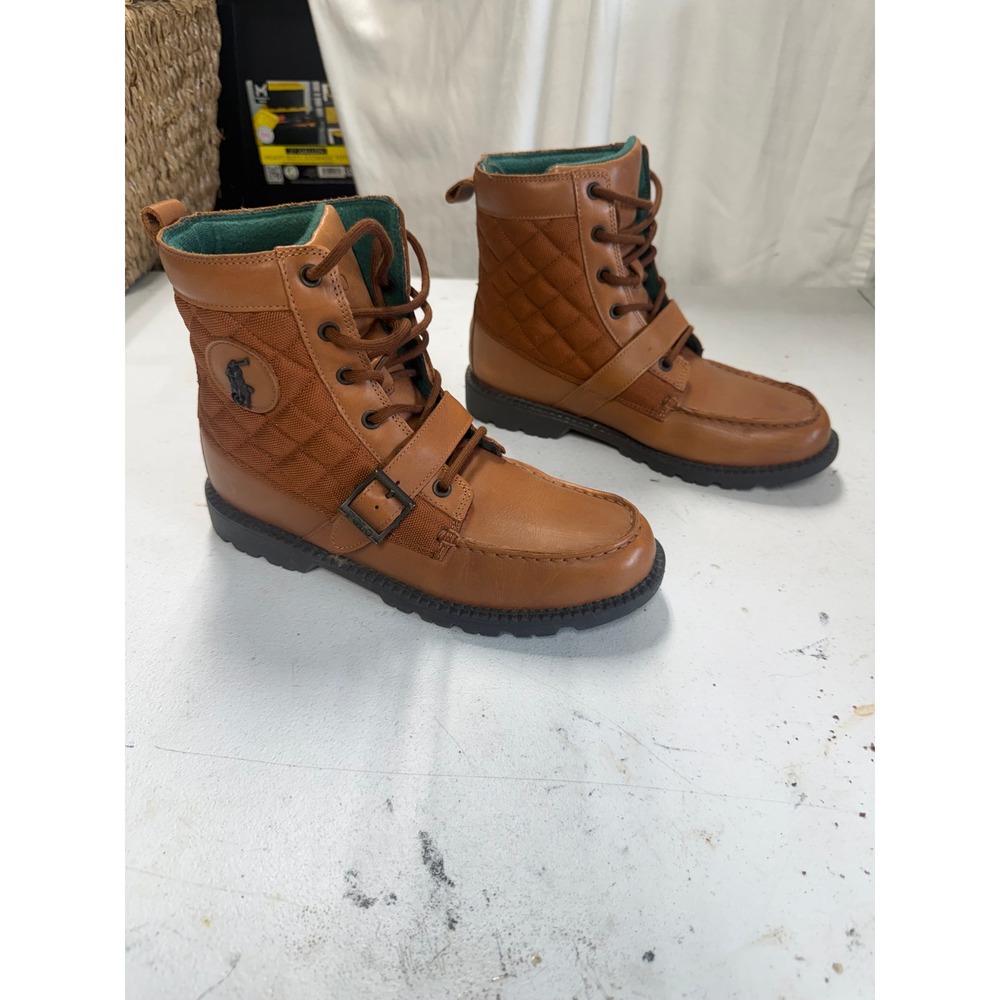 Polo Ralph Lauren Ranger Hi II Brown Leather Quilted Boots Boys 6.5 / Mens 6.5